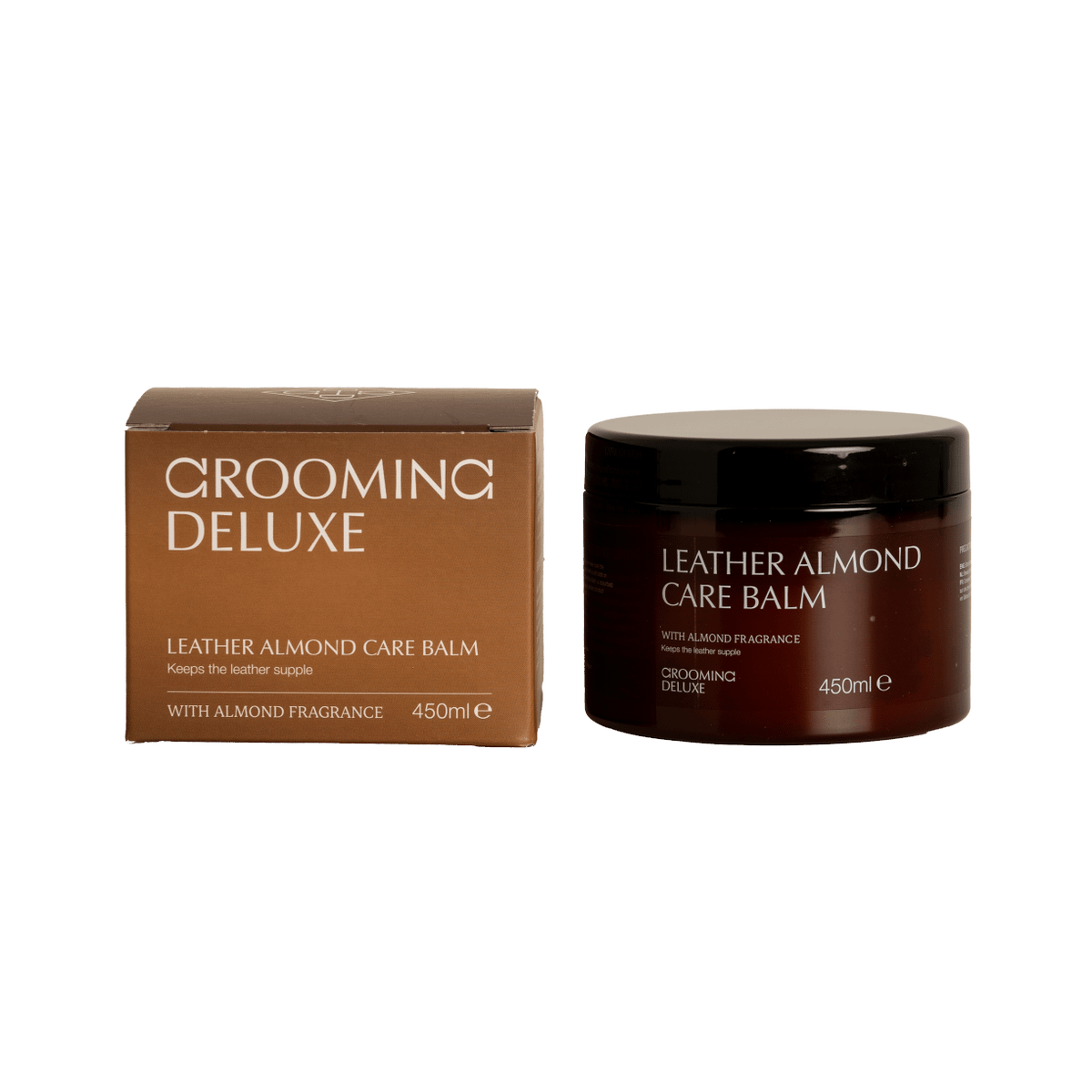 Grooming Deluxe Leather Almond Care Balm 450 ml – lærbalsam til rideutstyr