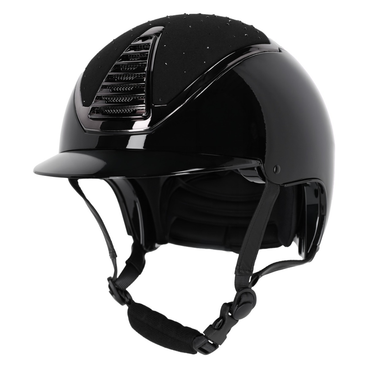 QHP Memphis Black sort ridehjelm med rhinestones